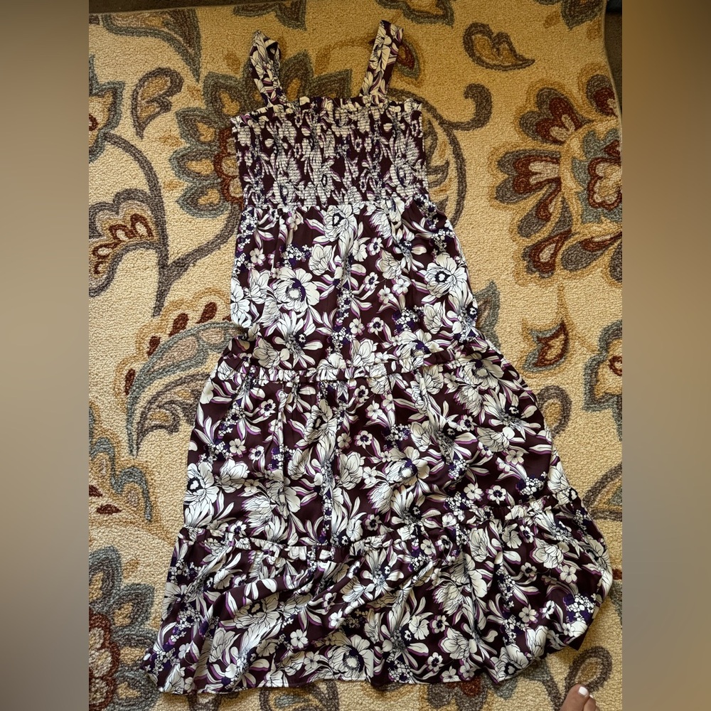 Express Purple and White Spaghetti Strap Sundress